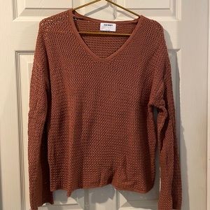 V Neck Crocheted Sweater